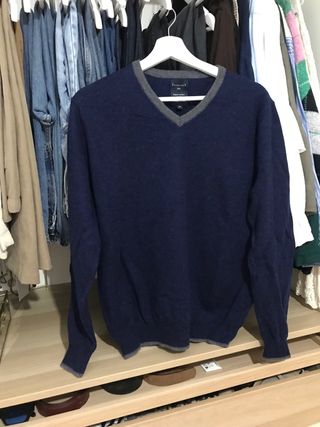 Jersey cuello pico azul marino talla M