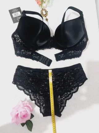 Conjunto Lencería Encaje Negro y Nude 95B