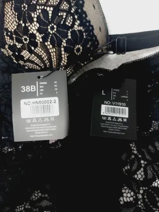 Conjunto Lencería Encaje Negro y Nude 95B