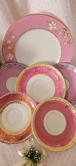 Set Piatti Inglesi in Rosa e Oro