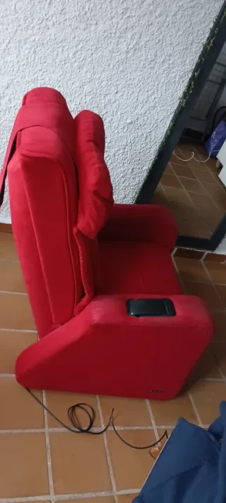 SILLON ELECTRICO MASAJE DE TELA RECLINABLE ROJO
