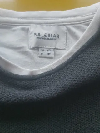 Jersey Pull&Bear gris y blanco Talla M