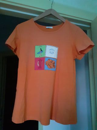 T-shirt donna arancione con stampa – taglia S