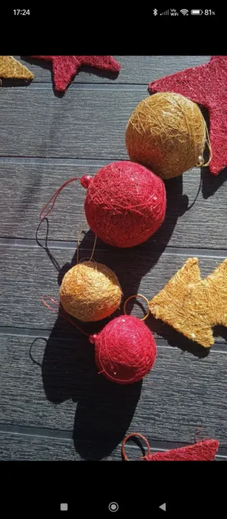 Addobbi Albero Natale Glitter Rosso Oro