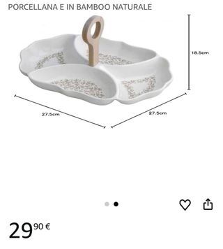 Antipastiera Brandani porcellana con manico legno