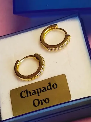 Pendientes Aro Chapado Oro con Circonitas
