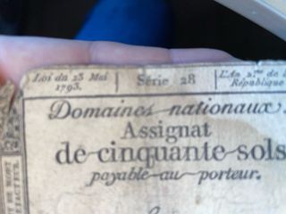 Biglietto Assignat 50 Sols Rivoluzione Francese 1793