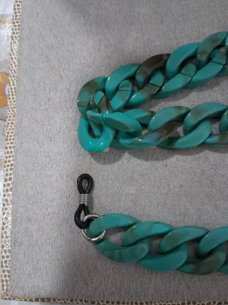 Cordón cadena para gafas verde y turquesa