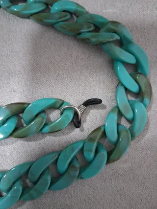 Cordón cadena para gafas verde y turquesa