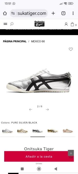 Onitsuka Tiger Mexico 66 Mujer Plata