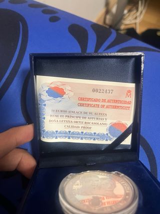 Moneda 10€ Plata Boda Felipe y Letizia 2004