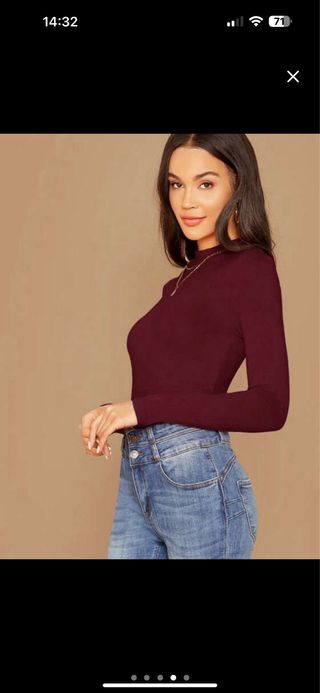 Camiseta granate manga larga