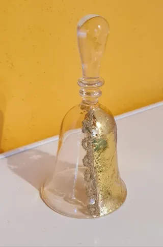 Campanella in vetro dorato trasparente foglia oro