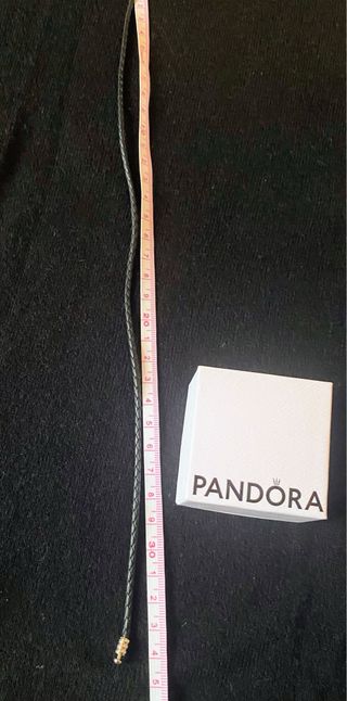 Pulsera Pandora Cuero Trenzado Negro y Plata