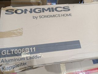 SONGMICS Scala a 6 Gradini, Scala in Alluminio con Gradini Profondi 12 cm, Pieghevole, Vassoio e Piedi Antiscivolo, Carico 150 kg, Nero e Arancione GLT06BK