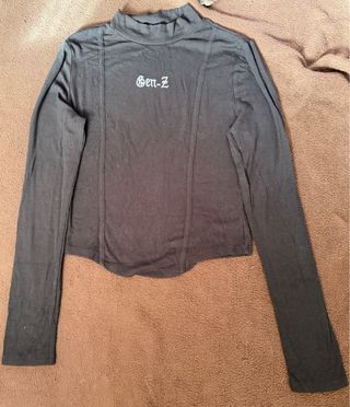 Top negro manga larga