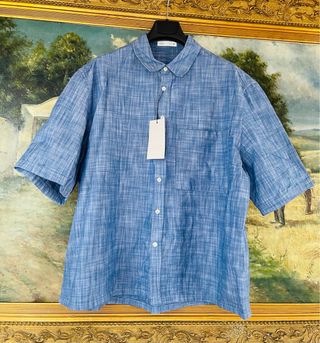 Camisa Zara holgada azul jaspeado