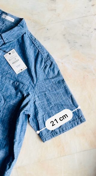 Camisa Zara holgada azul jaspeado