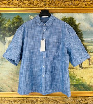 Camisa Zara holgada azul jaspeado