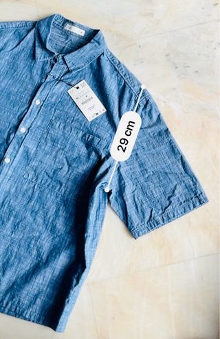 Camisa Zara holgada azul jaspeado