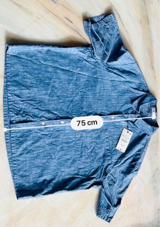 Camisa Zara holgada azul jaspeado