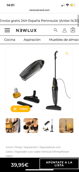 Aspiradora Newlux Infinity Power V800