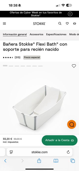 Bañera Stokke Plegable + Hamaca