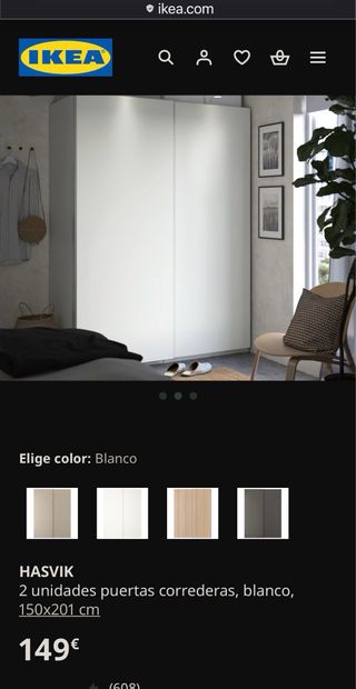 Armario puertas correderas HASVIK 150x201 cm