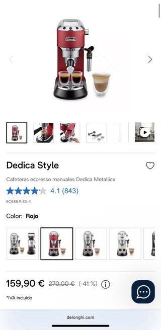 Cafetera Delonghi Dedica Style Negra