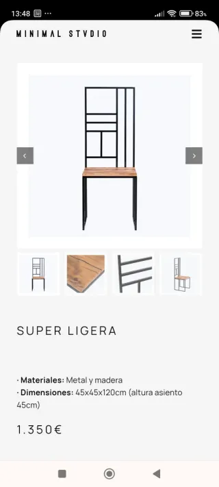 Silla Minimalista Metal y Madera minimal stvidio