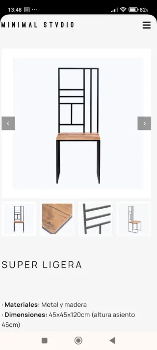 Silla Minimalista Metal y Madera minimal stvidio