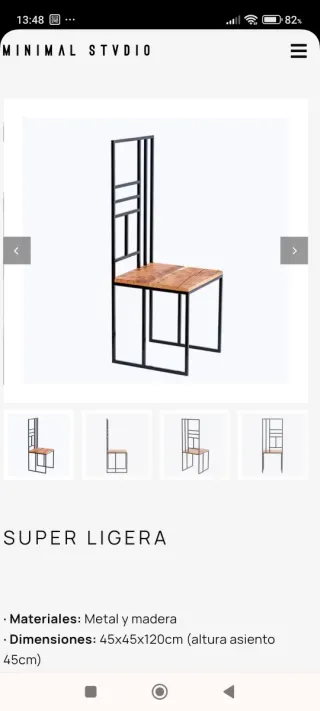 Silla Minimalista Metal y Madera minimal stvidio