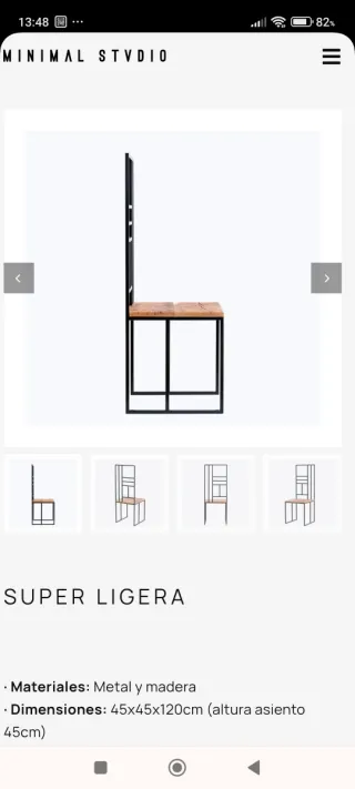 Silla Minimalista Metal y Madera minimal stvidio