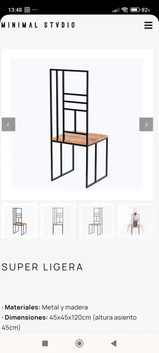 Silla Minimalista Metal y Madera minimal stvidio