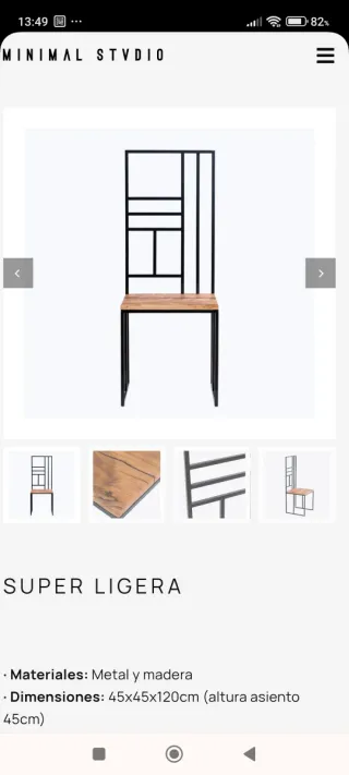 Silla Minimalista Metal y Madera minimal stvidio