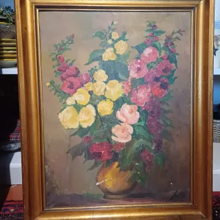 Dipinto antico vaso di fiori