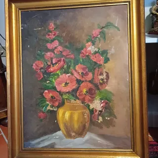 Dipinto antico vaso di fiori