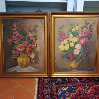 Dipinto antico vaso di fiori