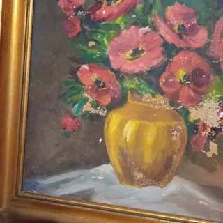 Dipinto antico vaso di fiori