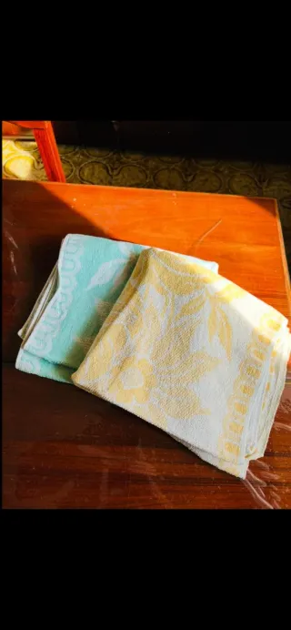 Coppia Asciugamani Cotone Azzurro e Giallo