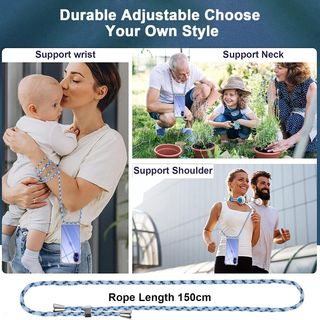 Custodia per iPhone 16 con corda blu 6.1"