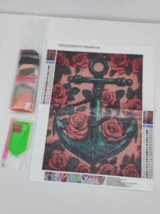 Kit Pintura Diamante Ancla y Rosas 30x40cm