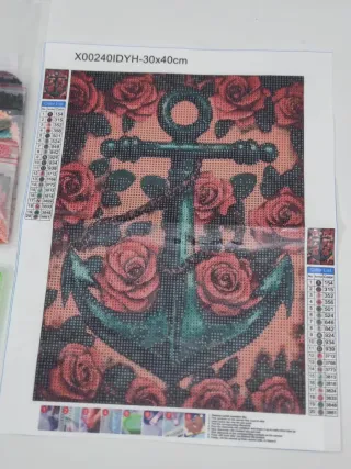 Kit Pintura Diamante Ancla y Rosas 30x40cm