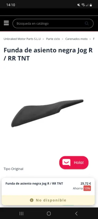 Funda asiento negra Jog R / RR TNT