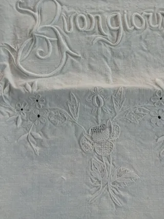 Asciugamano Lino Ricamato Buongiorno