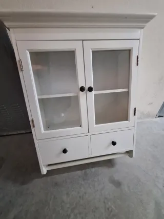 Armario Alacena Blanco con Puertas de Cristal