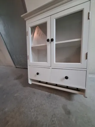 Armario Alacena Blanco con Puertas de Cristal