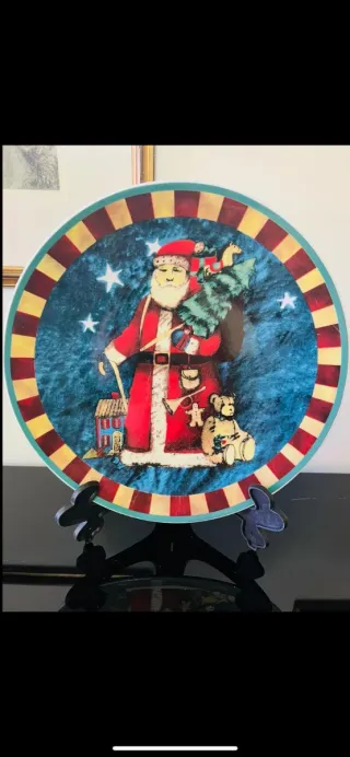 Piatto decorativo natalizio con Babbo Natale