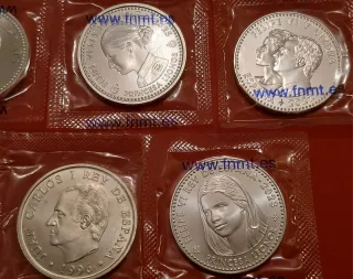 5 monedas conmemorativas plata 1996 y 2022-2024