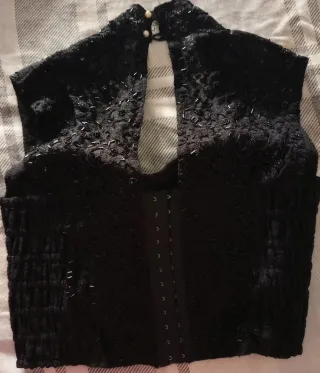 Top fiesta negro con pedrería